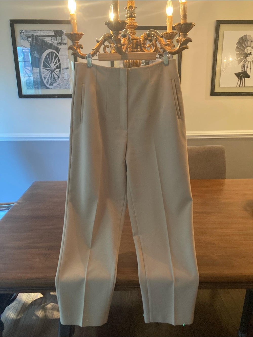 Zara Wide-Leg Trousers in Light Beige